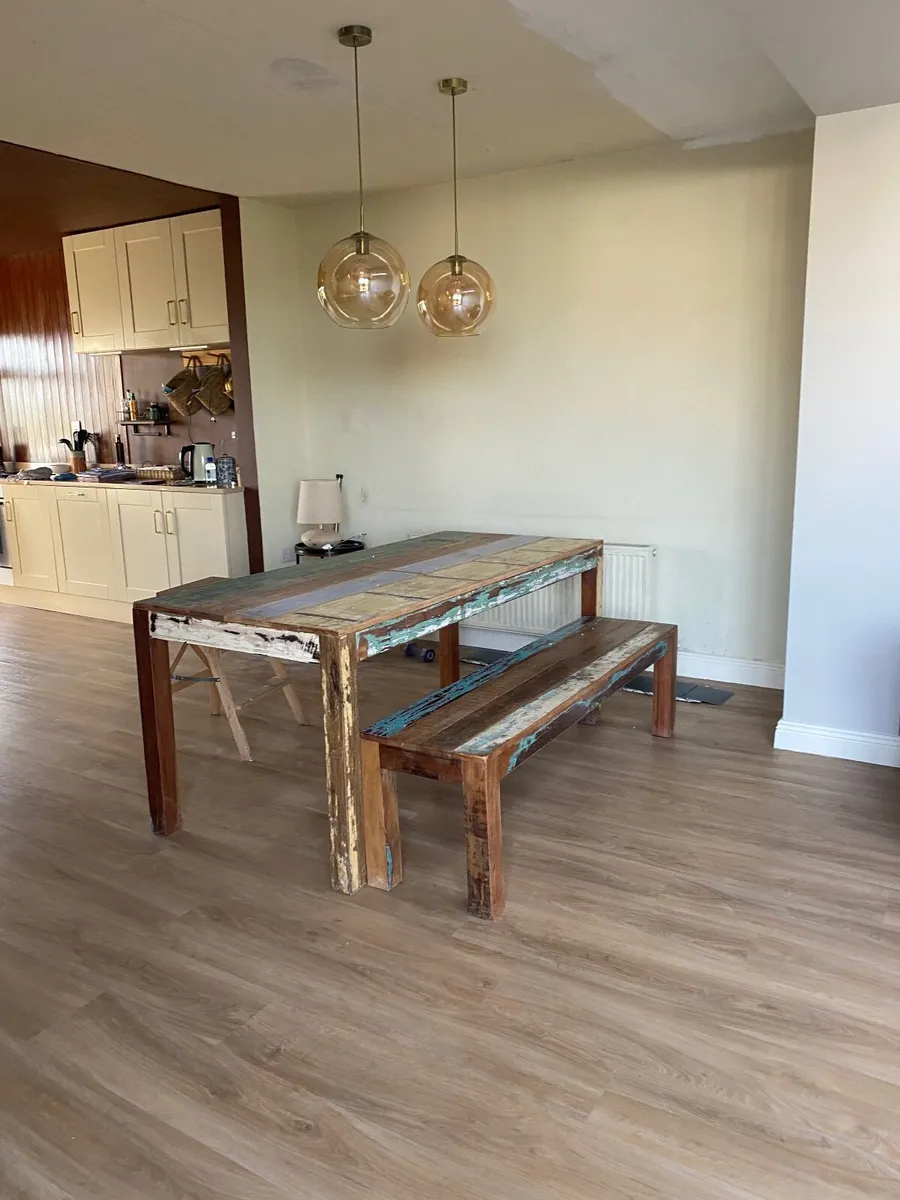 Reclaimed Wood  Dinning  table and bench for sale - Image 3