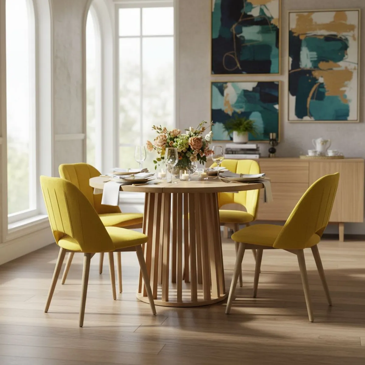 Tovo Extendable Round Dining Table Laminated up140 - Image 4