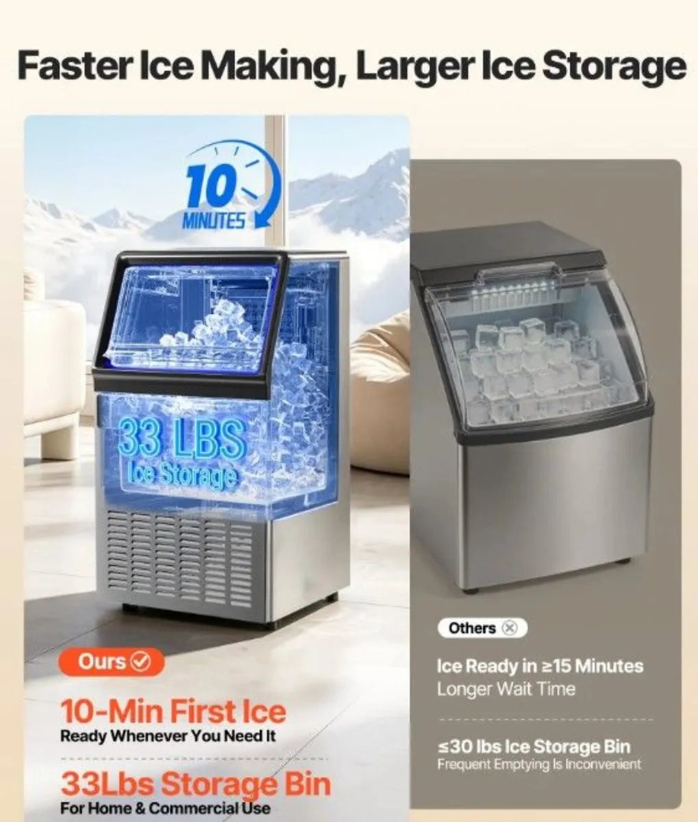 Commercial Ice Maker 54.4kg Per Day Stainless Stee - Image 2