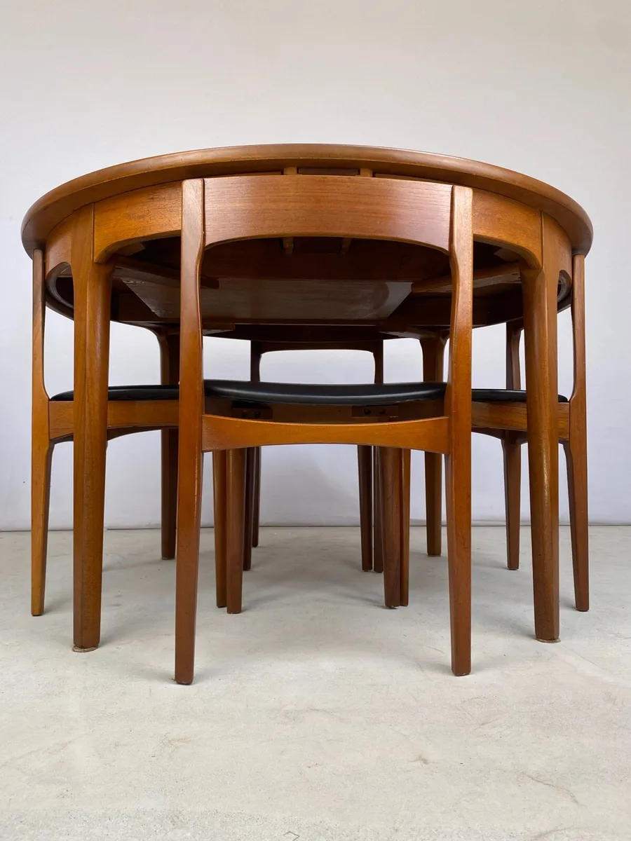 Mid Century Nathan Teak “Roundette” Table & Chairs - Image 1