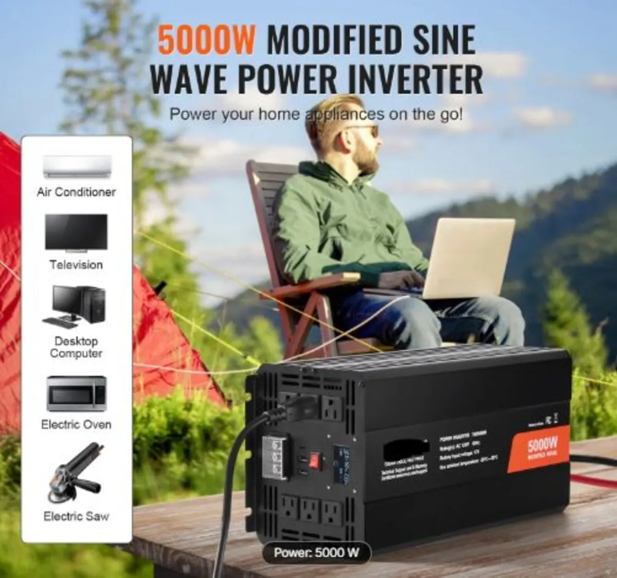 Modified Sine Wave Inverter, 5000W, DC 12V to AC - Image 2