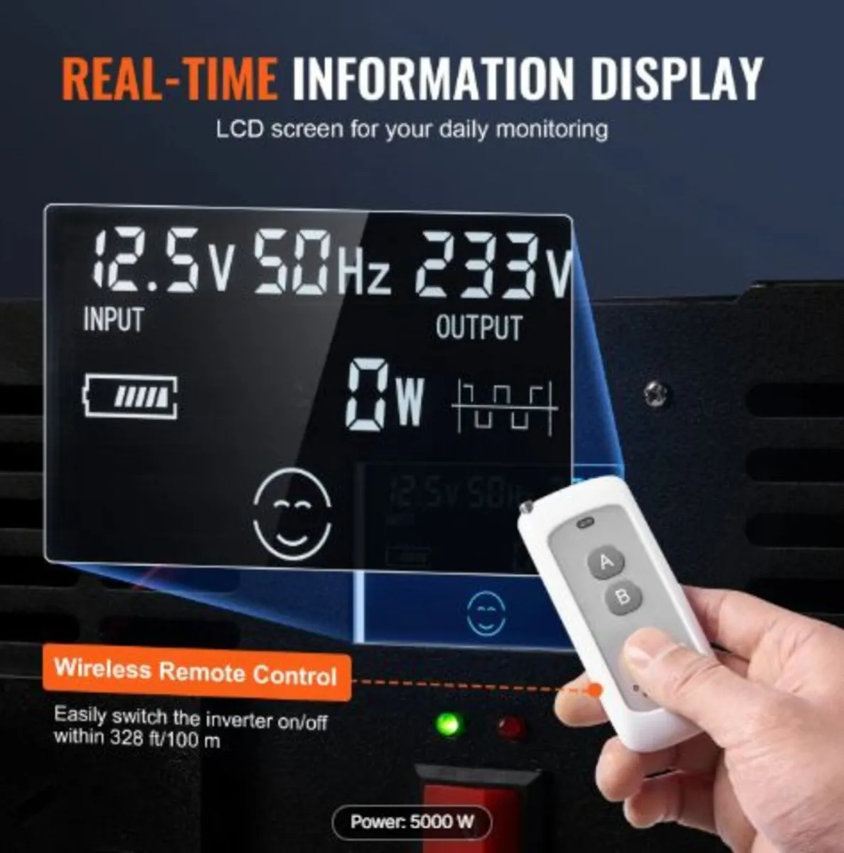 Modified Sine Wave Inverter, 5000W, DC 12V to AC - Image 4