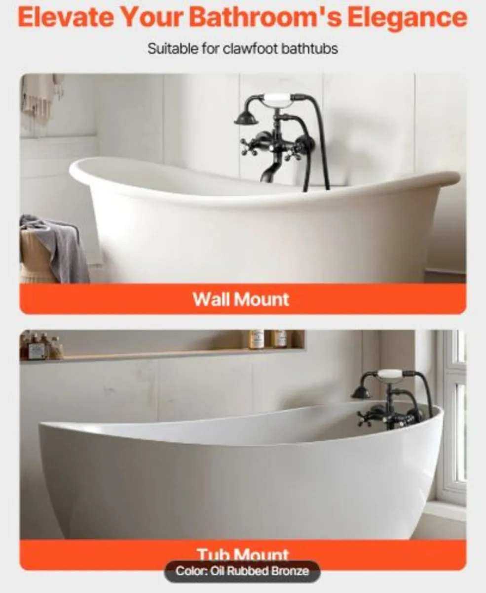 Clawfoot Tub Faucet, Wall Mount Bathtub Faucets - Image 2