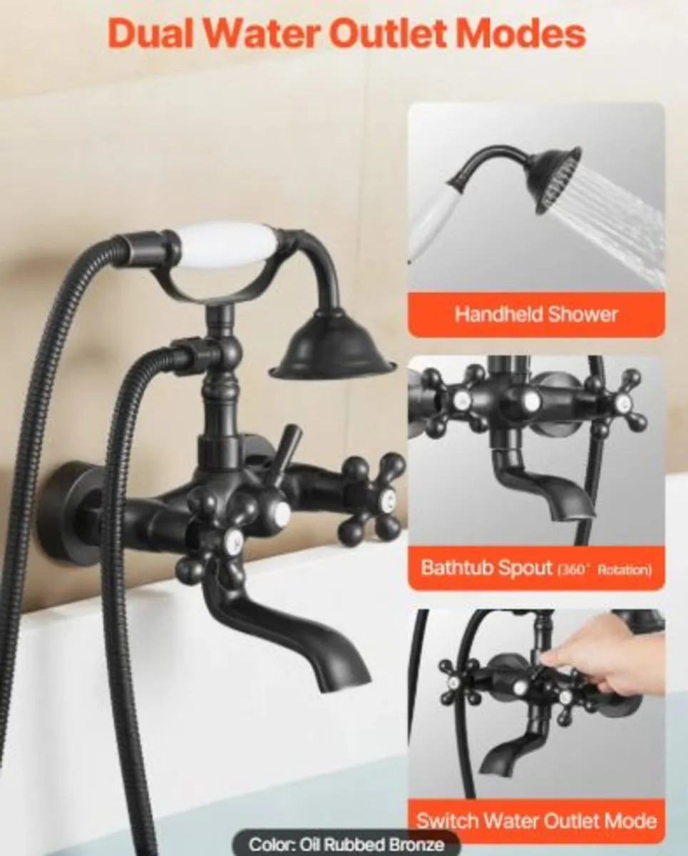 Clawfoot Tub Faucet, Wall Mount Bathtub Faucets - Image 3