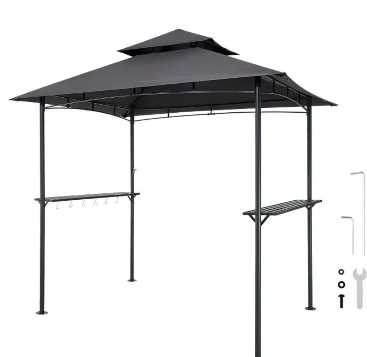 8 x 5 ft BBQ Gazebo Double-Tier Roof 2 Side Shelve - Image 3