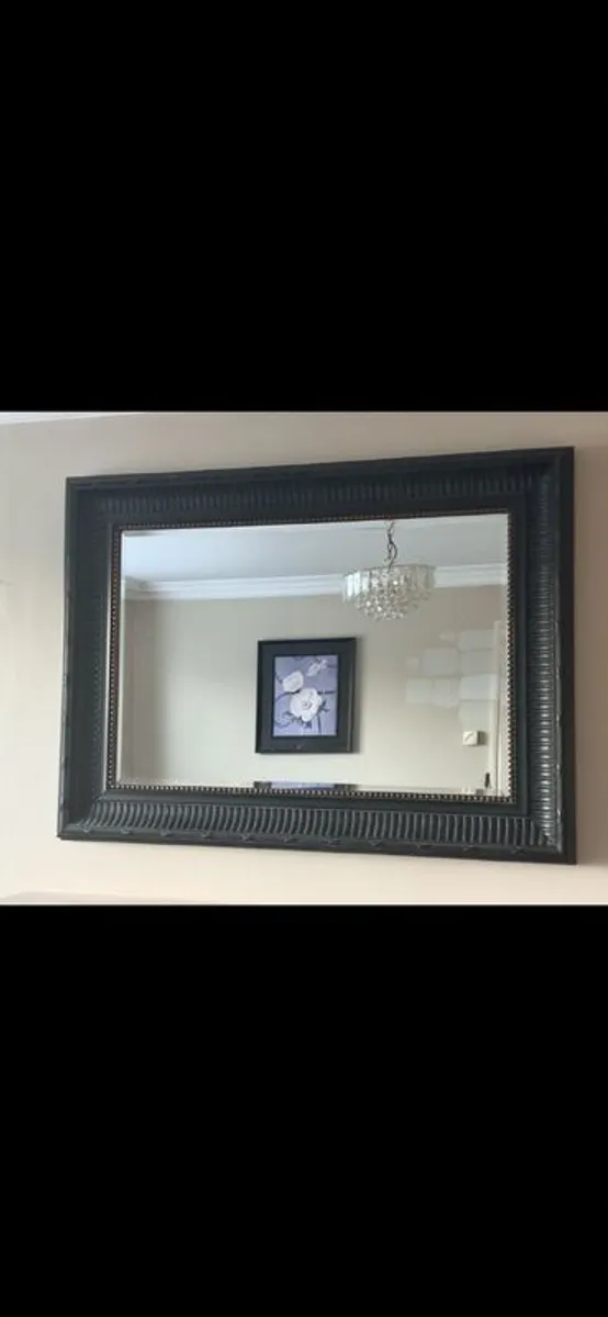 Black rectangle mirror with gold stud detail - Image 1