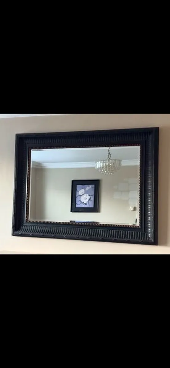 Black rectangle mirror with gold stud detail - Image 2