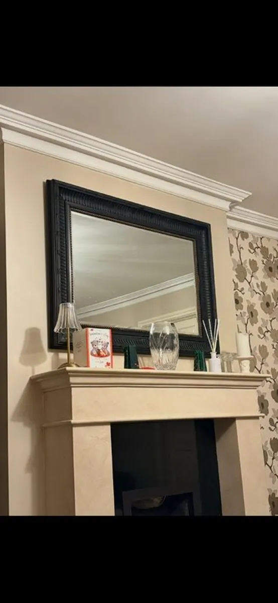 Black rectangle mirror with gold stud detail - Image 3