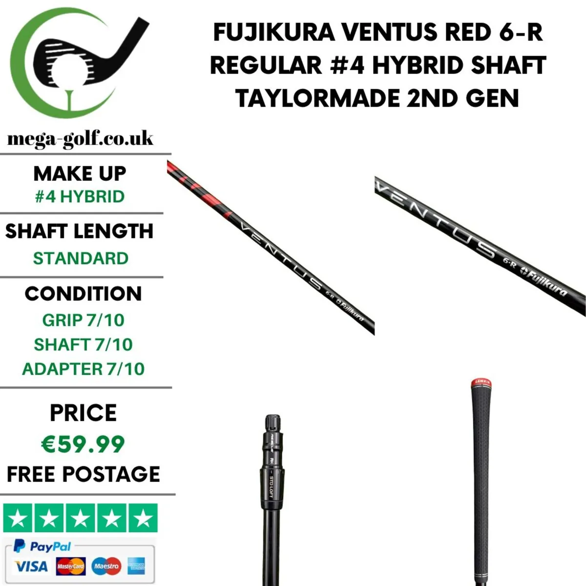 Fujikura Ventus Red 6-R Regular #4 Hybrid Shaft - Image 1
