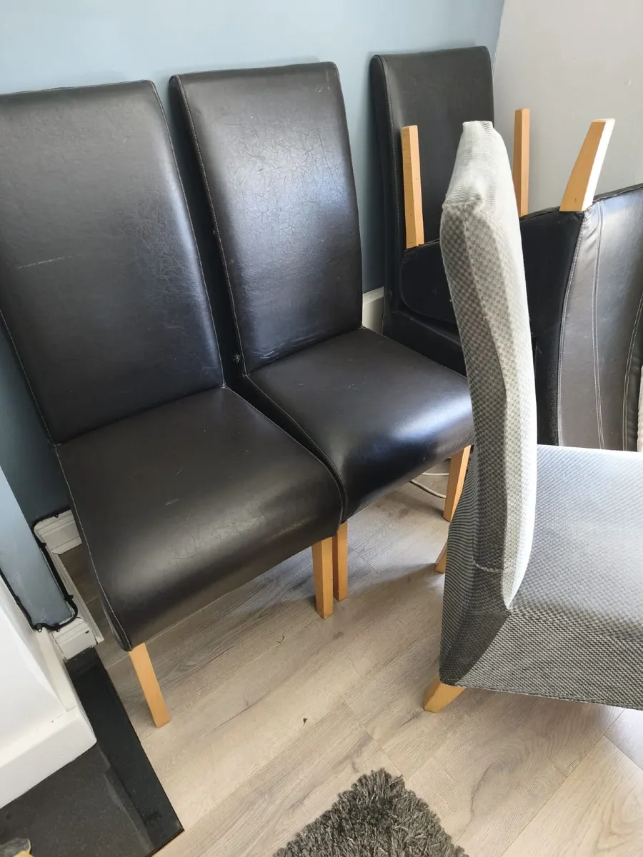 6 large Brown Leather Dining Chairs - Image 3
