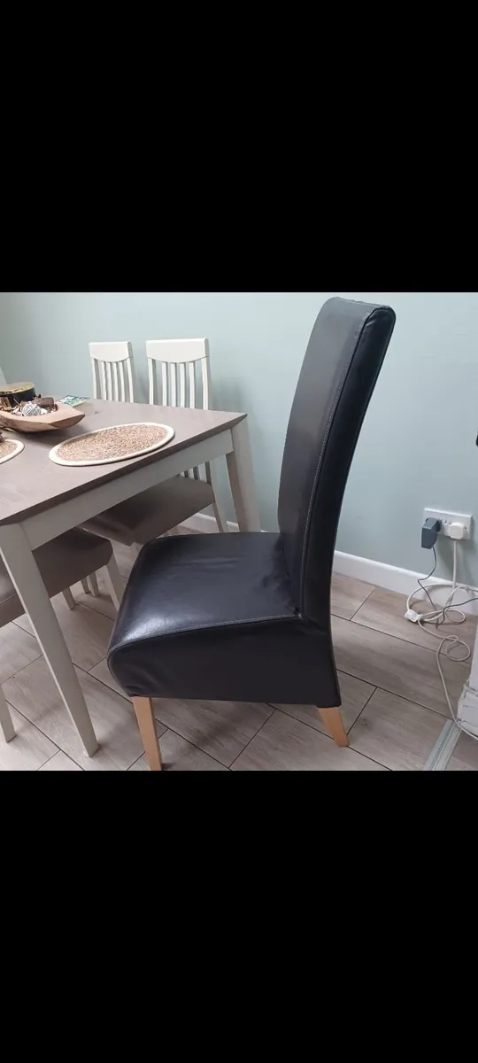 6 large Brown Leather Dining Chairs - Image 2
