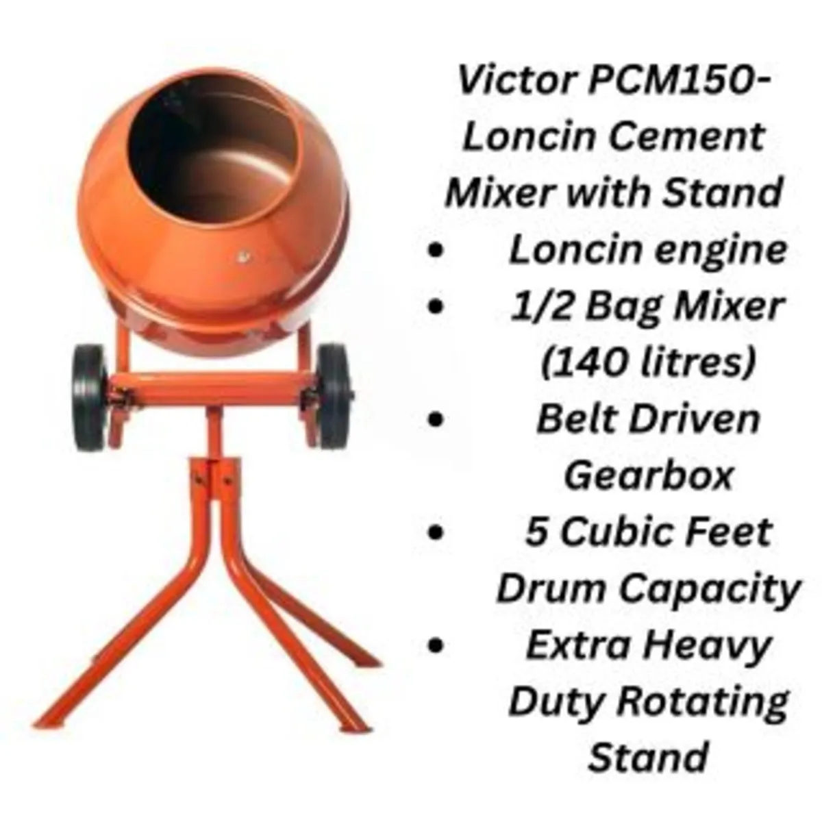 VICTOR Petrol Mixer PCM150 with Loncin Engine - Image 3