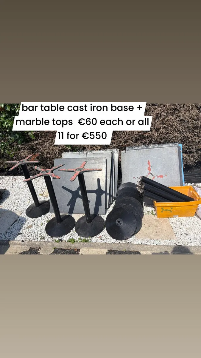 x11   cast iron table with marble tops - Image 1