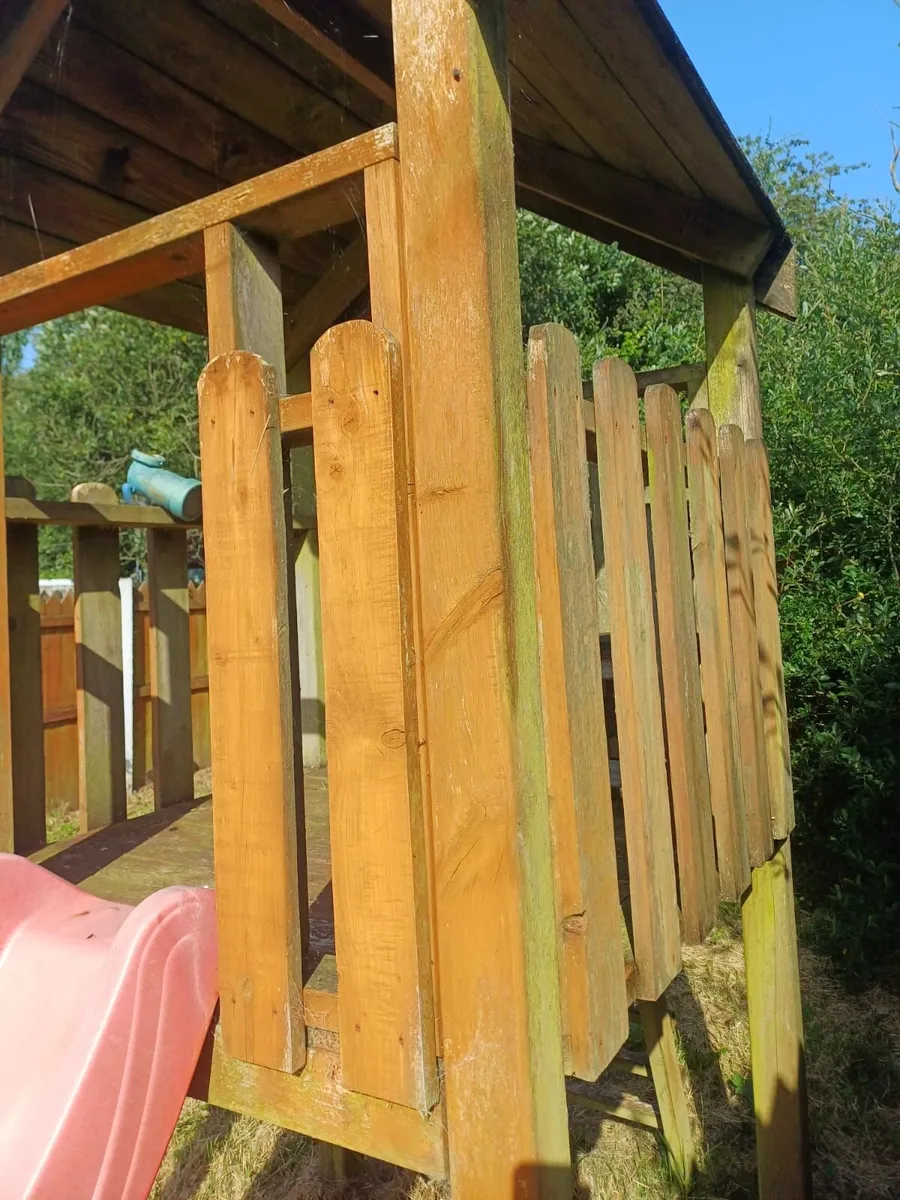 Wooden kids playhouse with slide - Image 2
