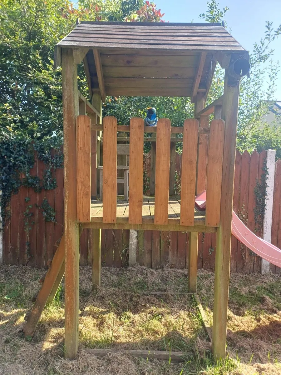 Wooden kids playhouse with slide - Image 3