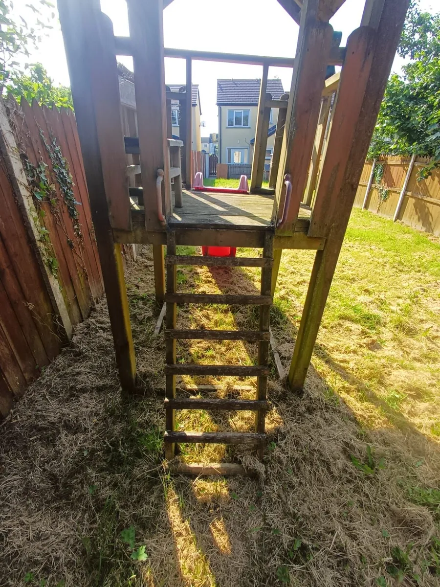 Wooden kids playhouse with slide - Image 4