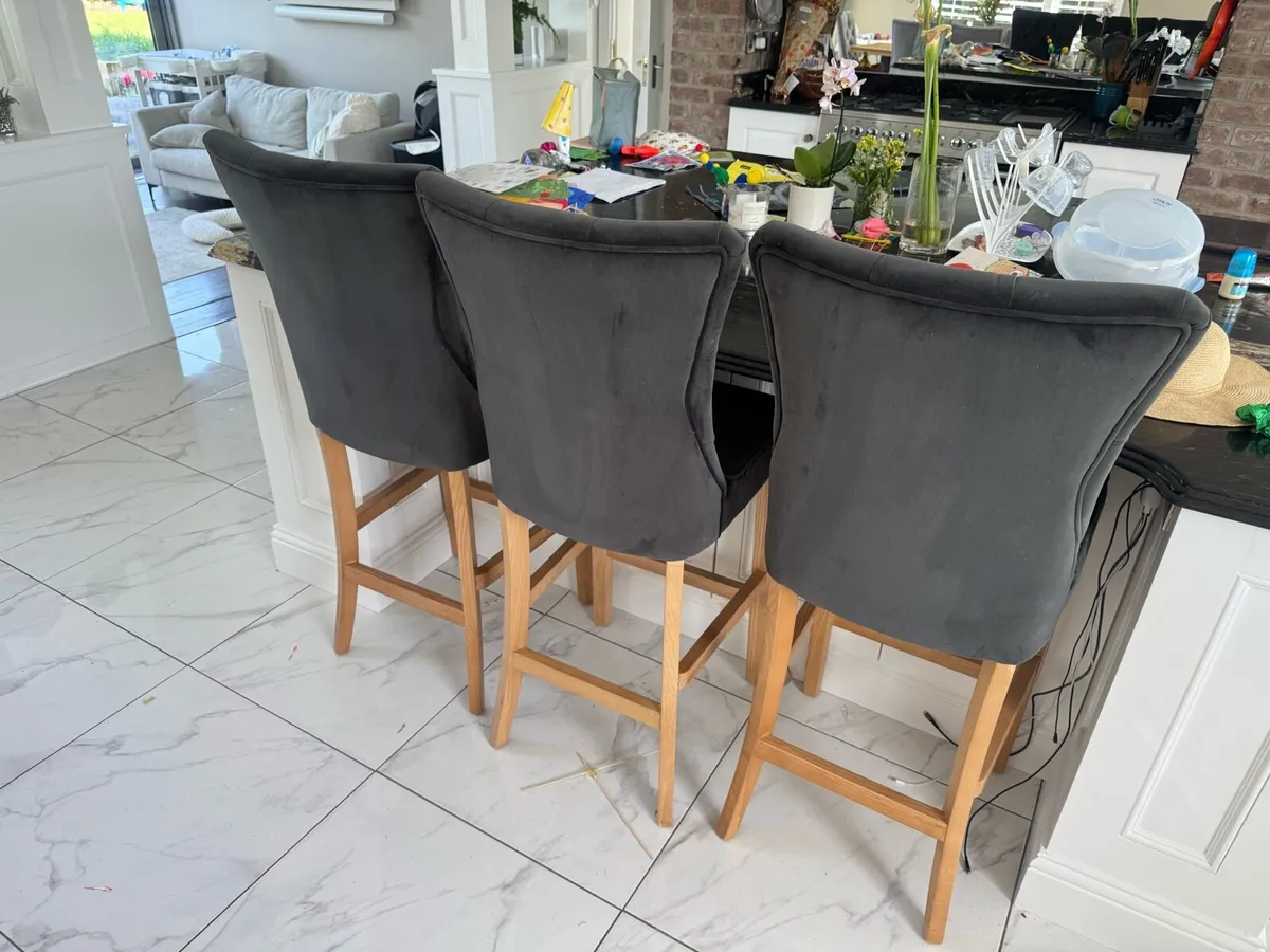 3 Charcoal/Oak Barstool Set - Image 3