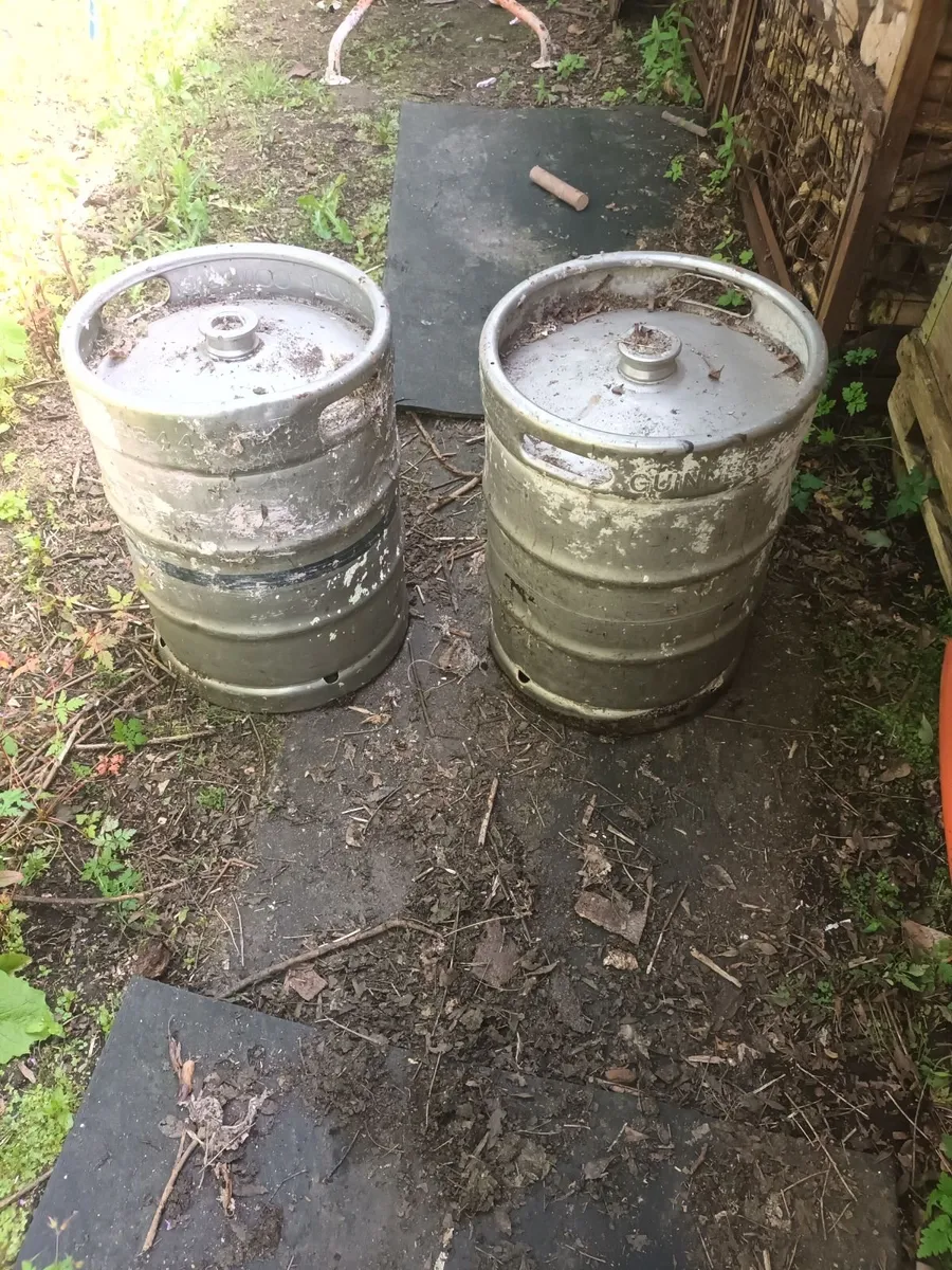 Old aluminum beer barrels