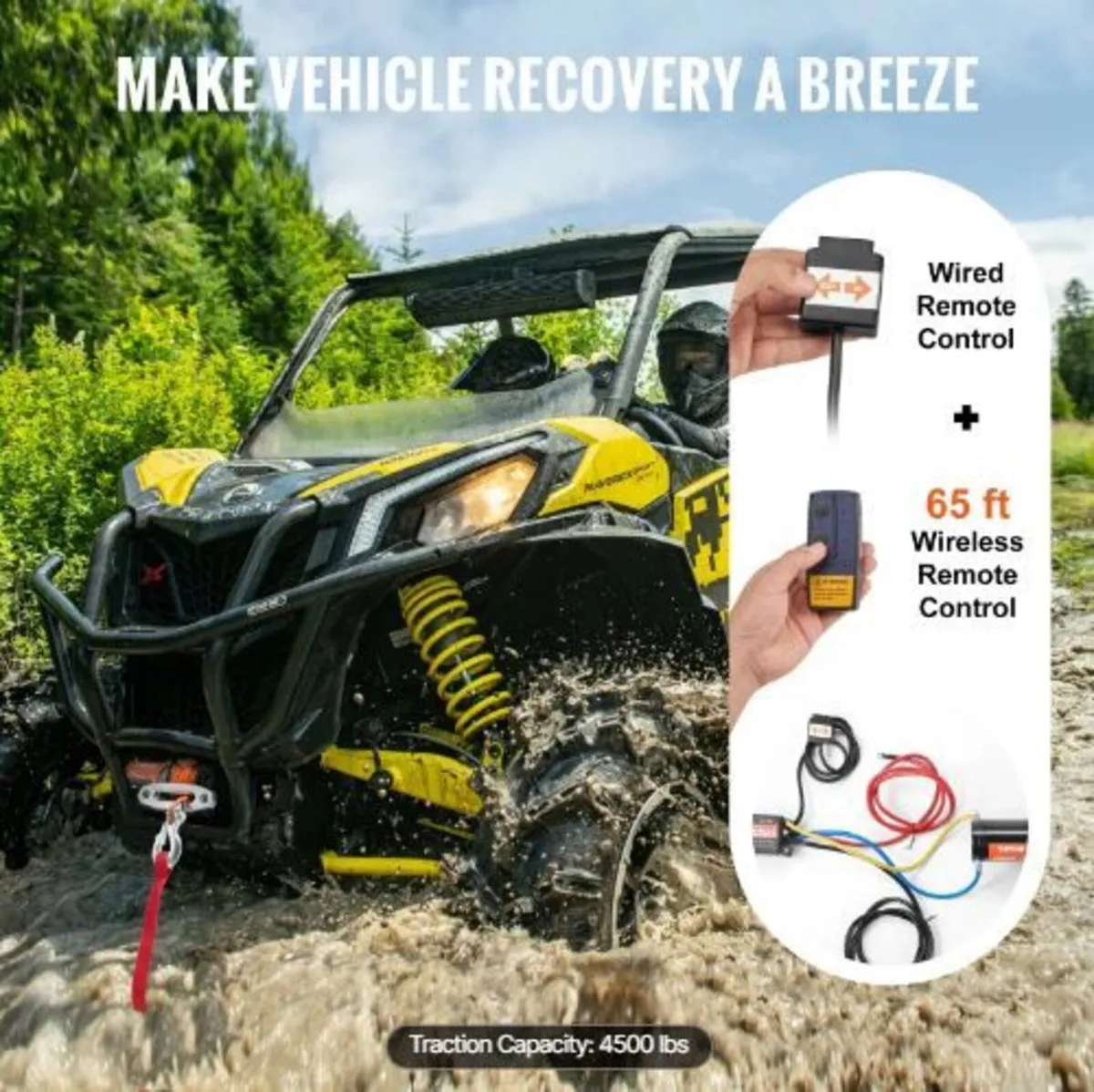 Electric Winch ATV UTV 2041.2 kg - Image 2