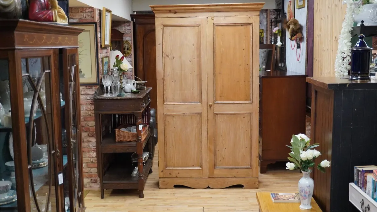 Antique French Farmhouse Pine Wardrobe - Image 1