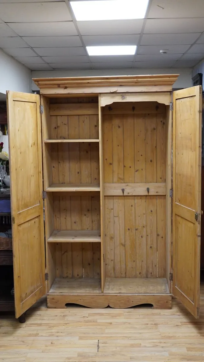 Antique French Farmhouse Pine Wardrobe - Image 3