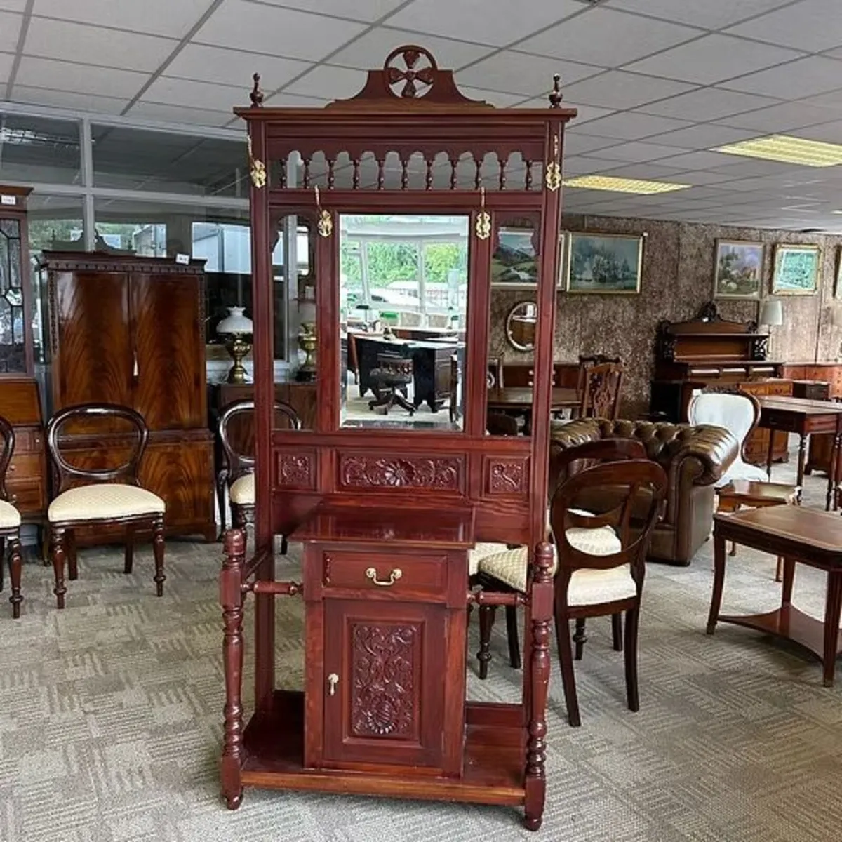 Victorian mahogany hall stand, likely dating from