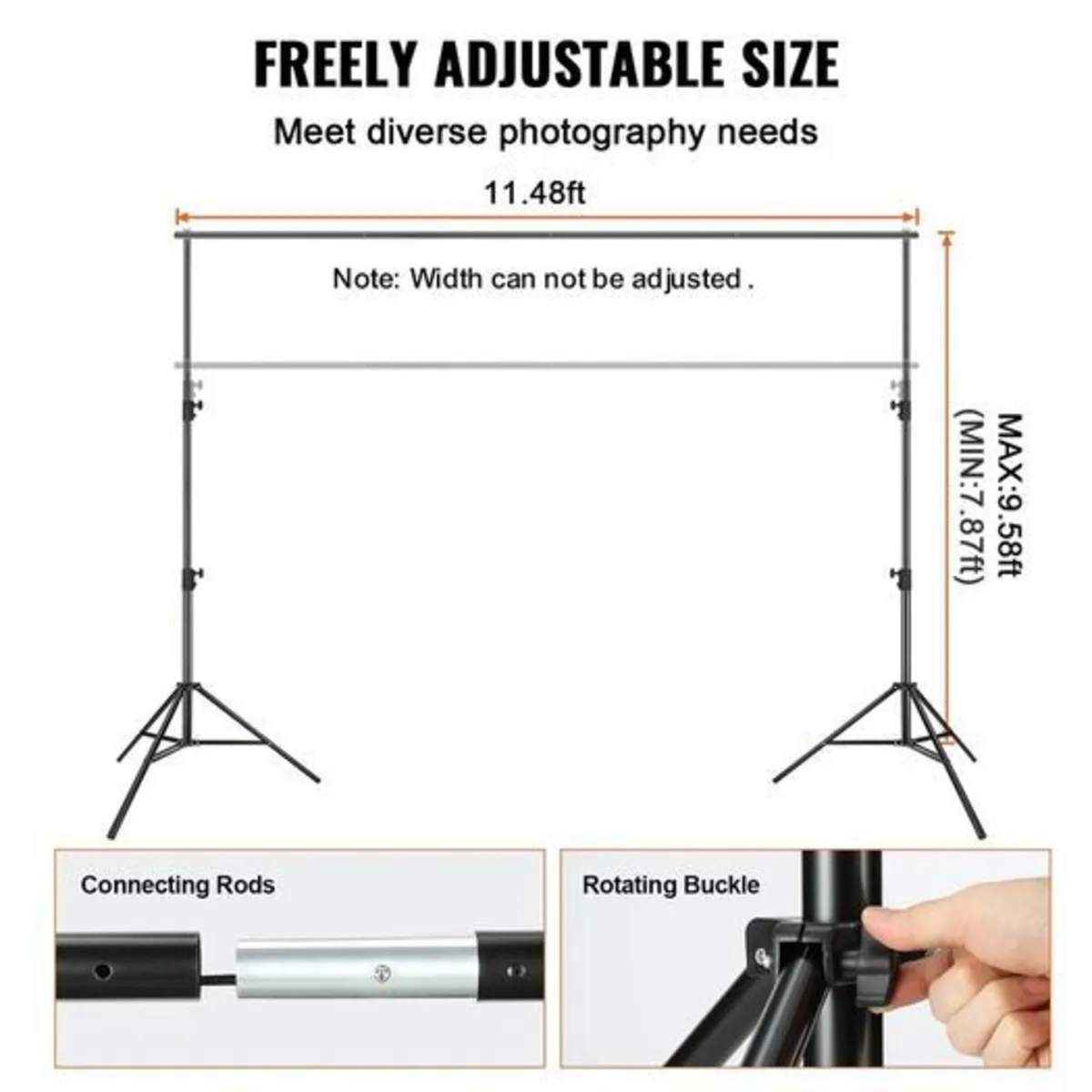 Heavy Duty Photography Backdrop Stand Adjustable B - Image 3