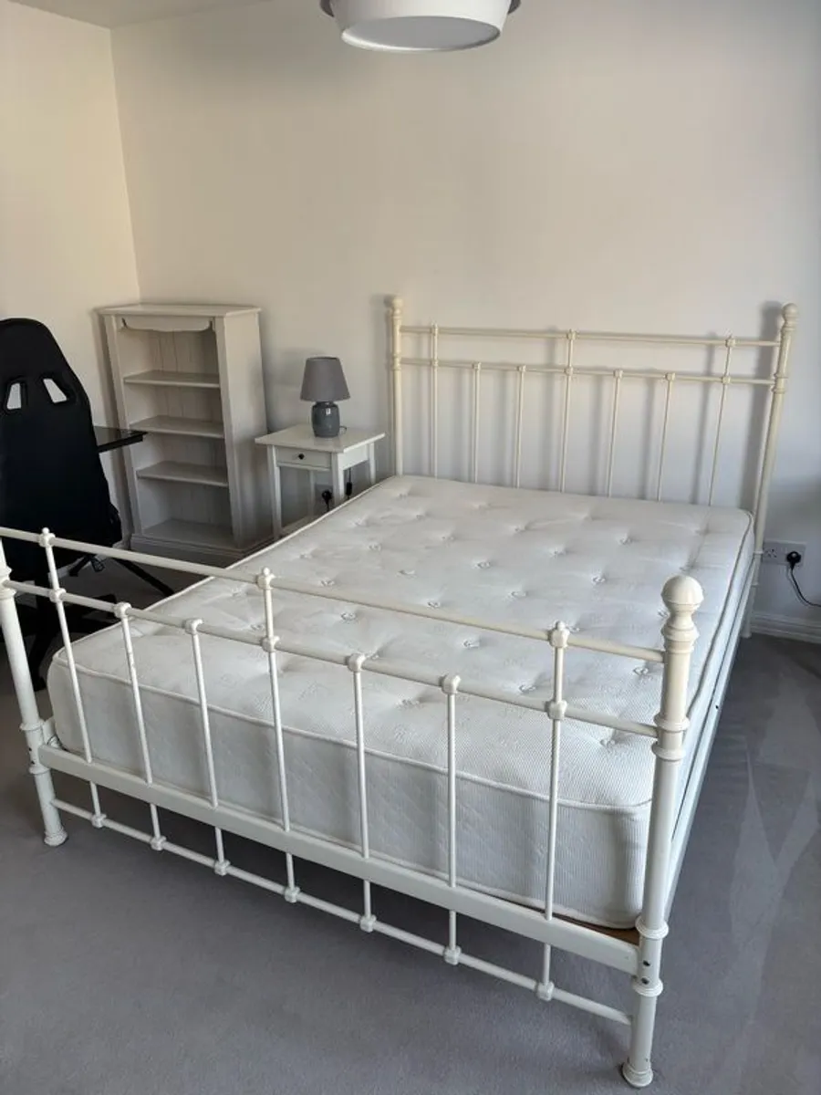 Cream wrought iron bed for sale - Image 2
