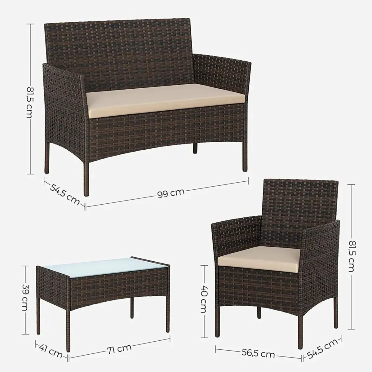 Rattan Garden Chair Set 4-Piece Patio Furniture - Image 2