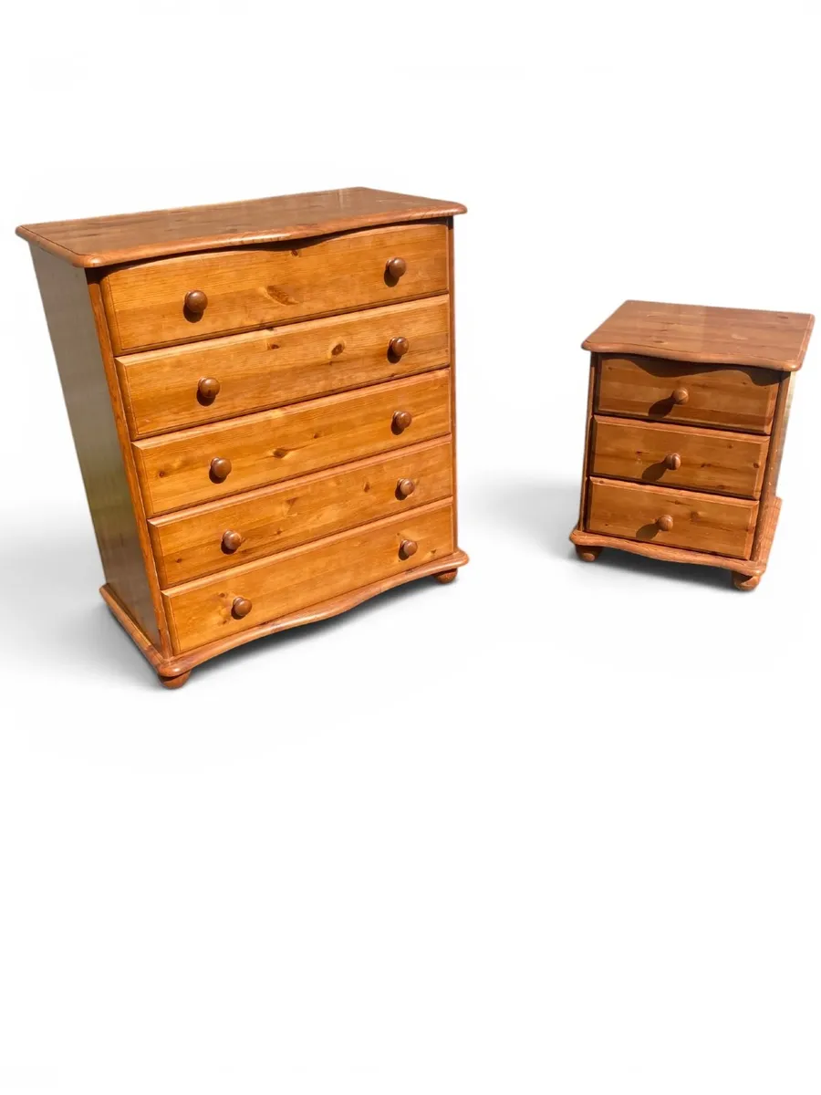 Chest of Drawers and Bedside Locker - Pine - Image 1