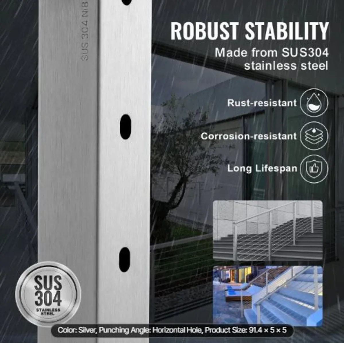 Cable Railing Post 36x2x2in/91.4x5.1x5.1 cm - Image 2