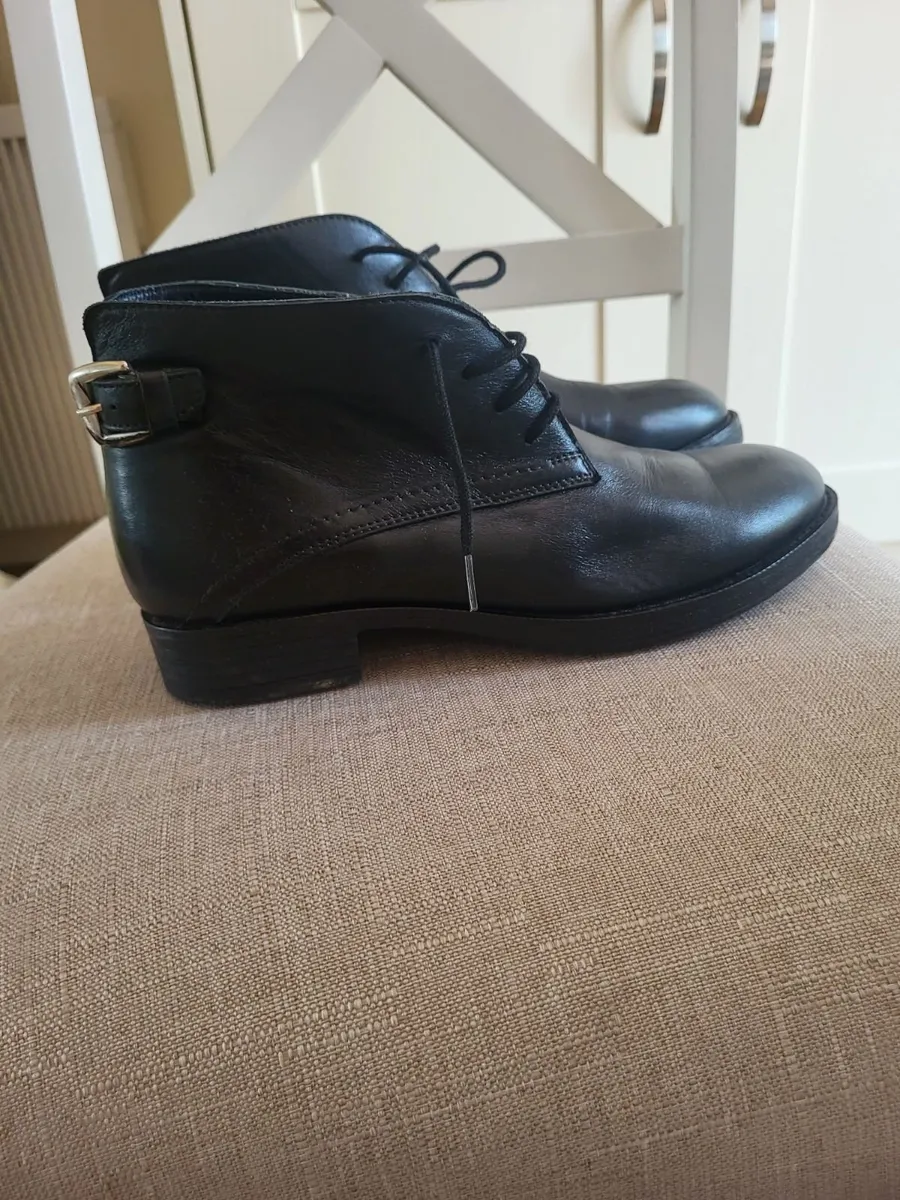 Black Leather Ankle Boots – Size 37 - Image 1