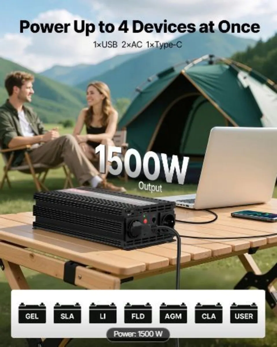 1500W Power Inverter, 12V DC to 230V AC - Image 3