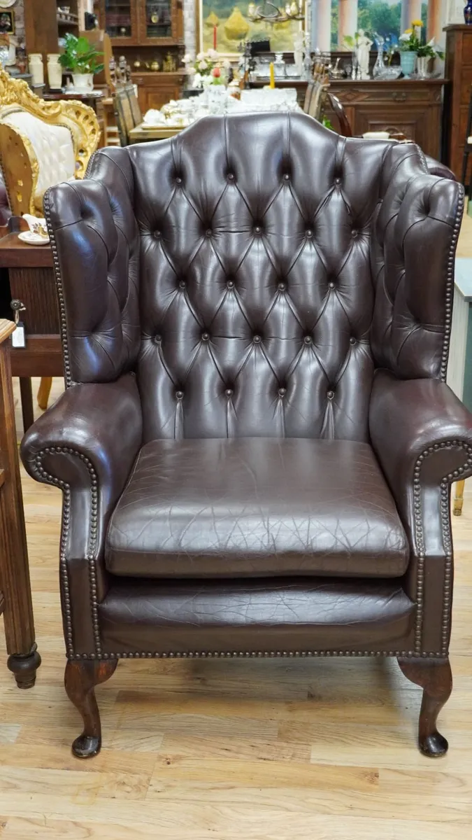 Pair of Vintage Chesterfield Wingback Armchairs - Image 3