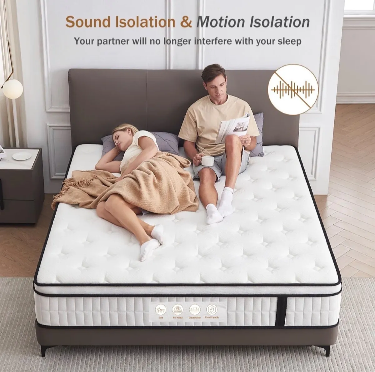 5FT King Size Mattress, 10.2 INCH King Memory Foam - Image 3