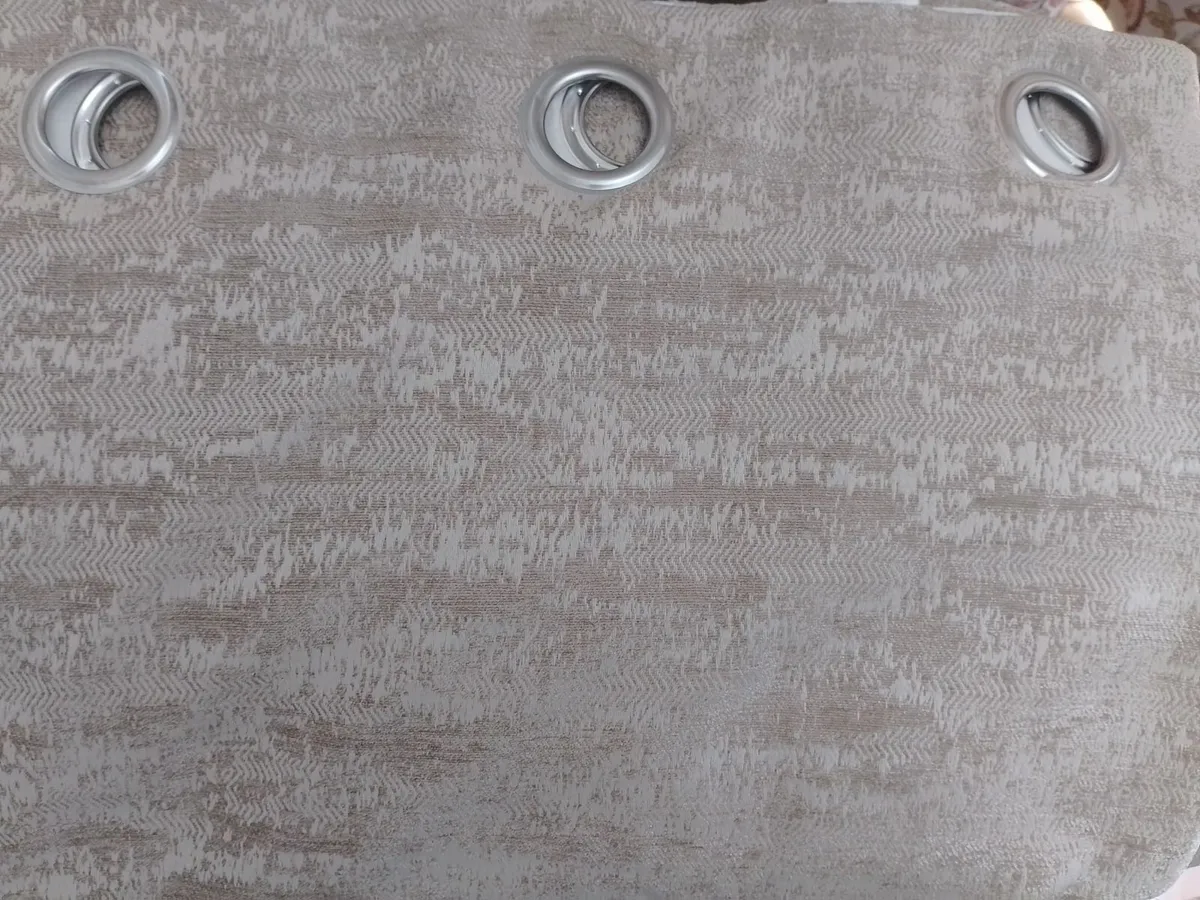 PAIR  FULLY LINED  EYELET CURTAINS. 90 X 90 INS. - Image 2