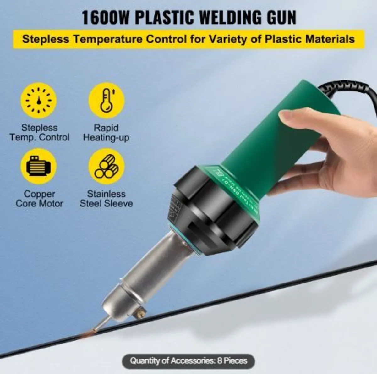Roofing Welder, 8 Pcs PVC Welding Gun, 1600W - Image 2