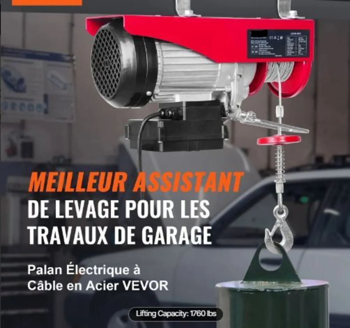 Electric Hoist, 798 kg Lifting Capacity, 1450W - Image 3