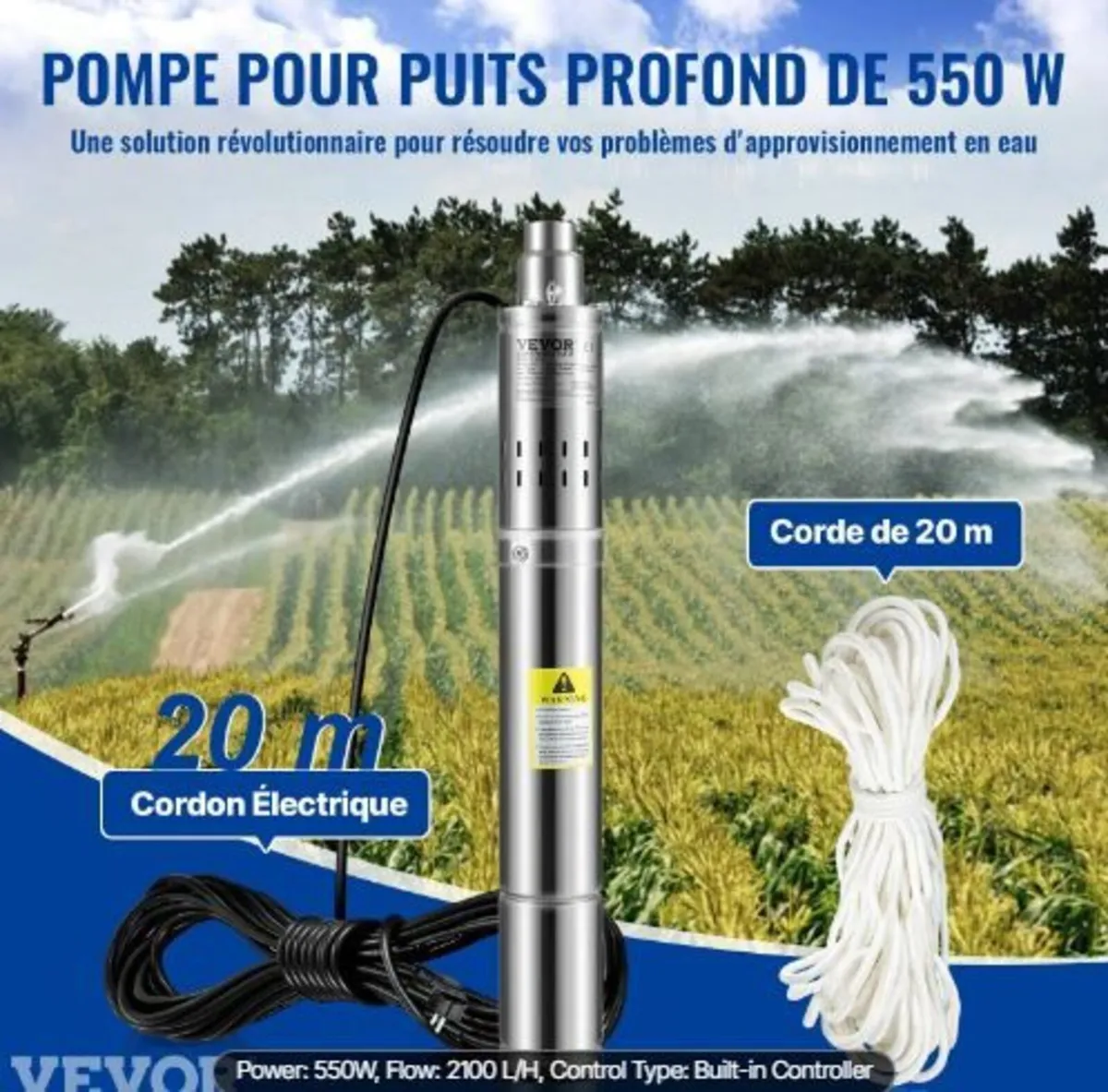 Deep Well Submersible Pump, 550W - Image 2
