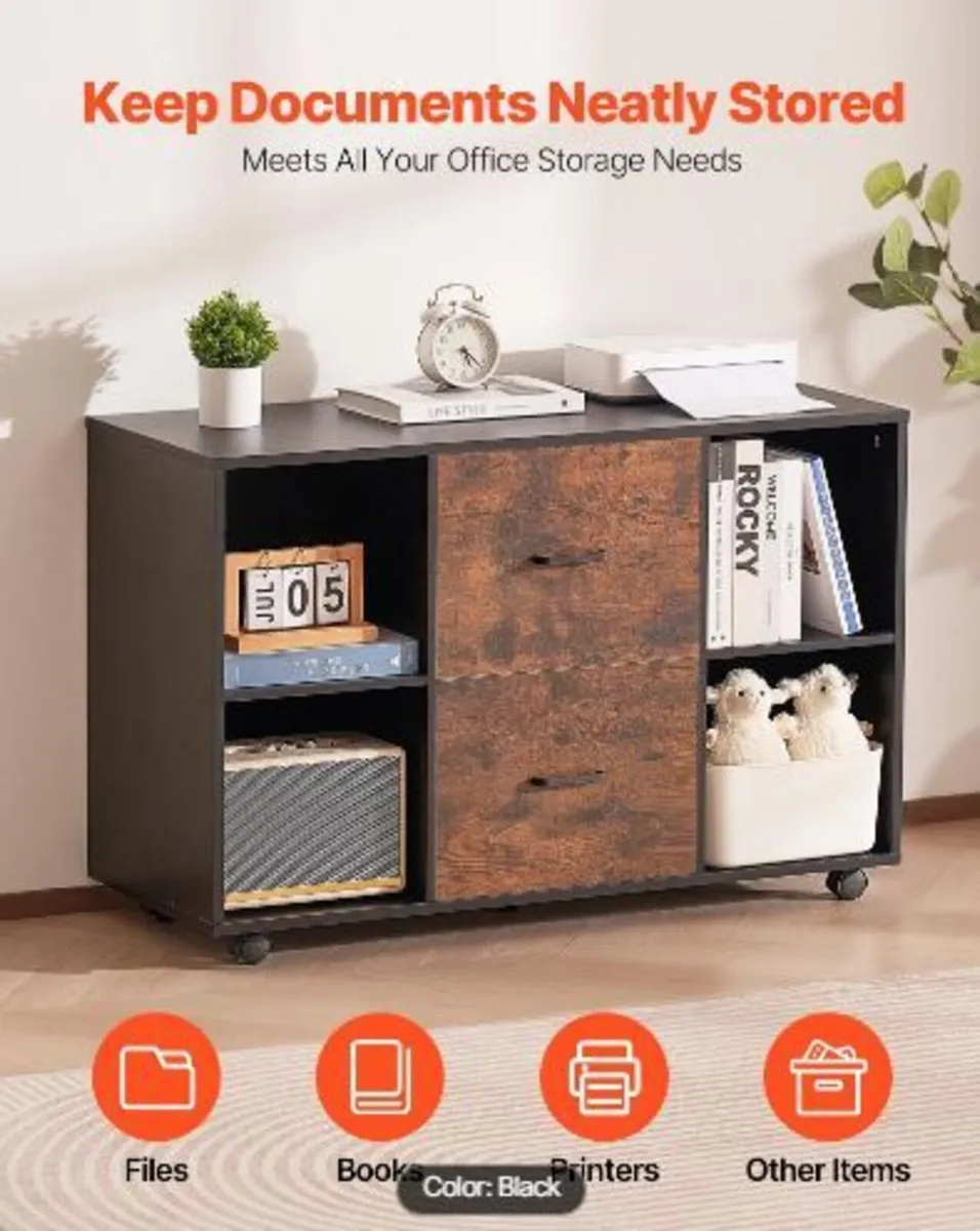 2 Drawer Wooden File Cabinet - Image 2