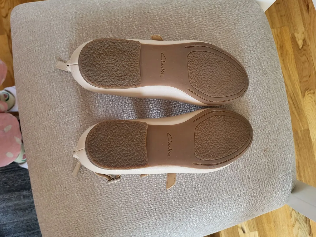 Clarks Nude Leather Mary Jane Shoes – Size 38 - Image 3