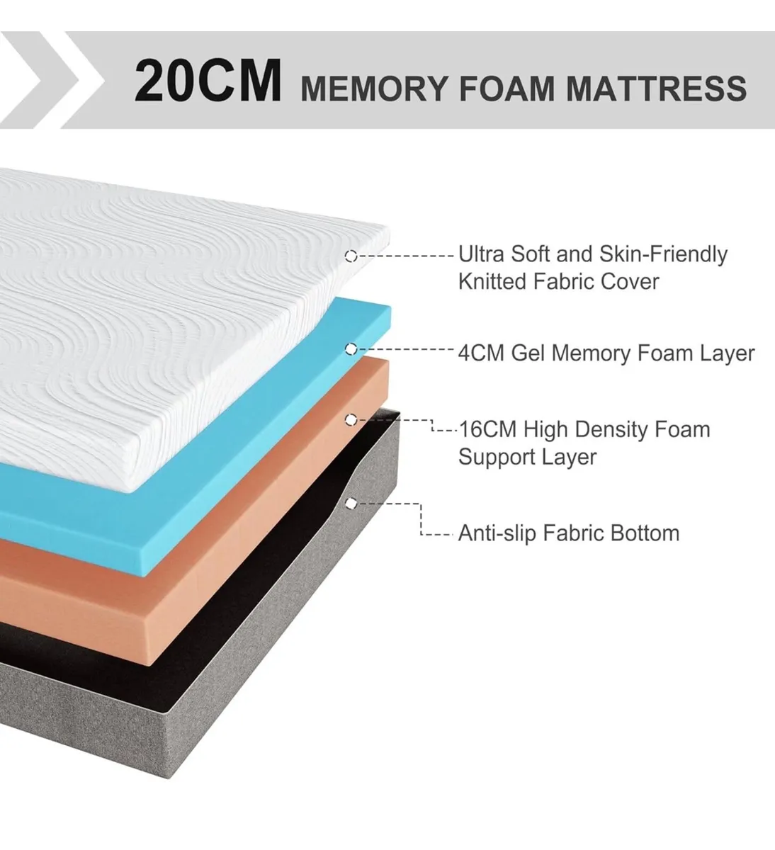 King Mattress, Memory Foam Mattress, Medium Firm, - Image 2