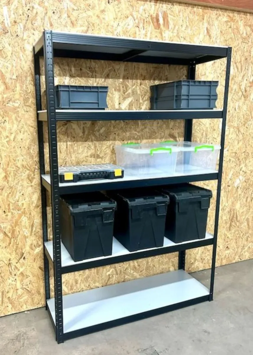 Black flatpacked shelving - Image 1