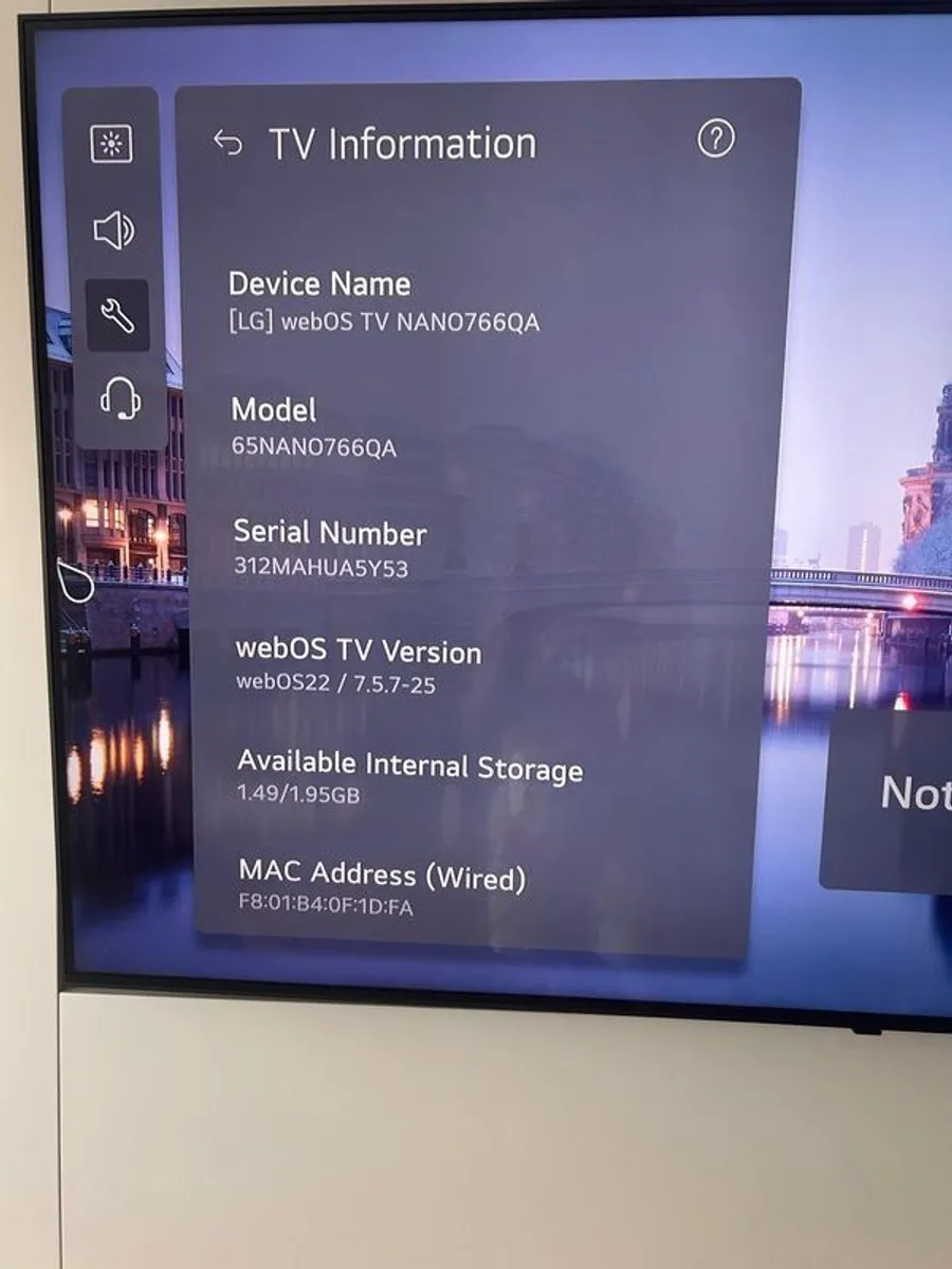 65" Tv with wall mounted bracket - Image 2