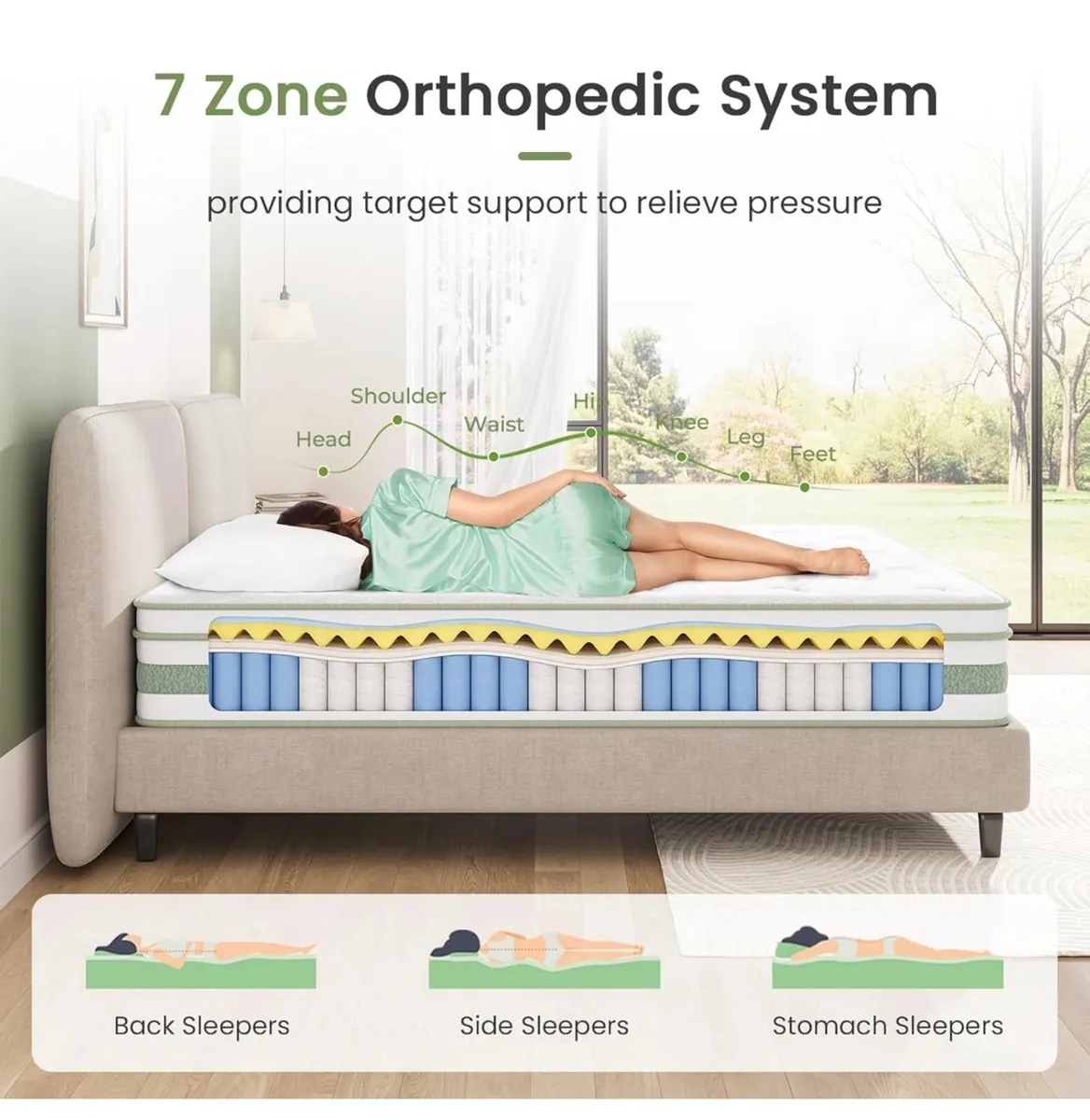 King Size Mattress 5FT, 10 Inch Gel Memory Foam Po - Image 1