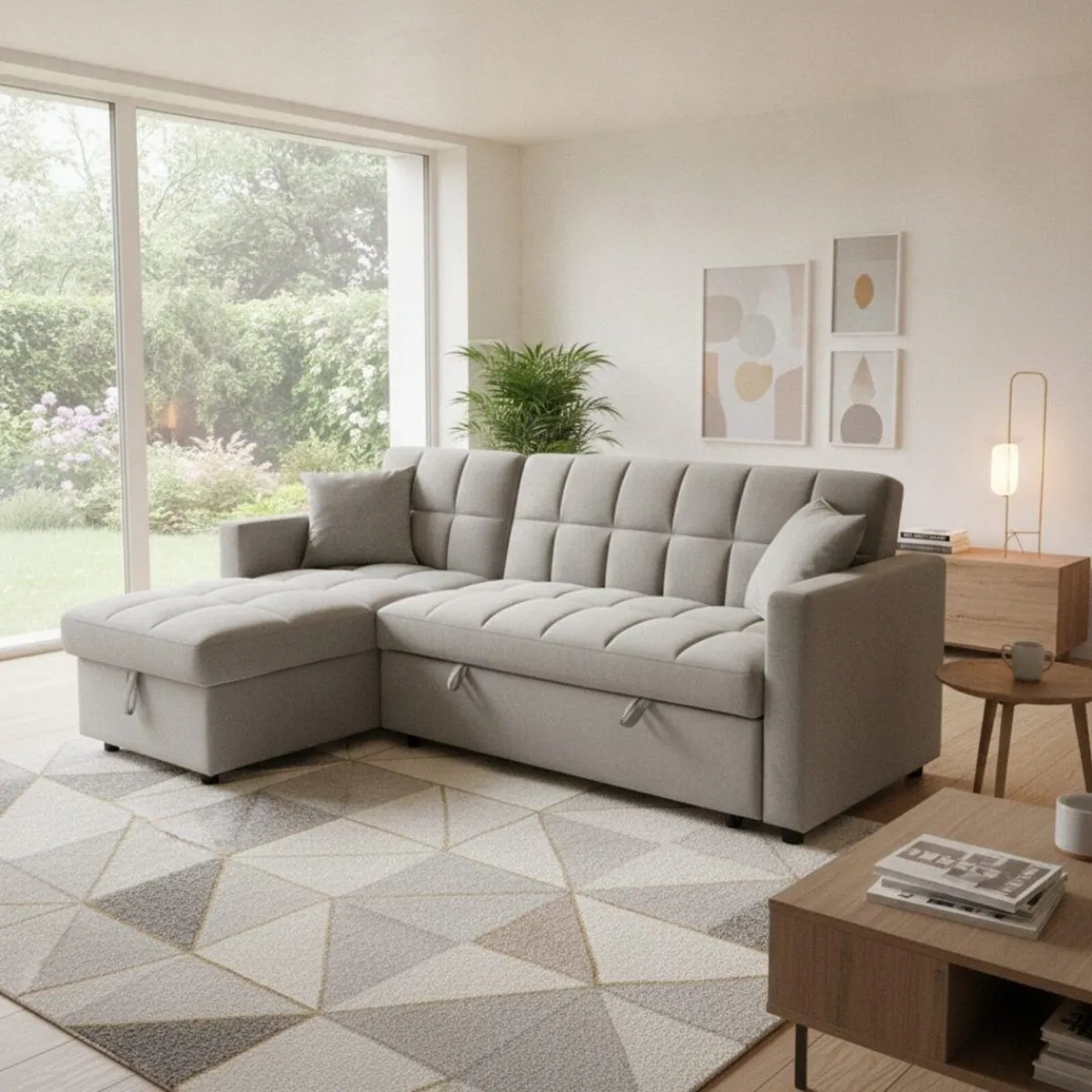 Pull-Out Sofa Bed Kris Grey With Storage Chaise - Image 3