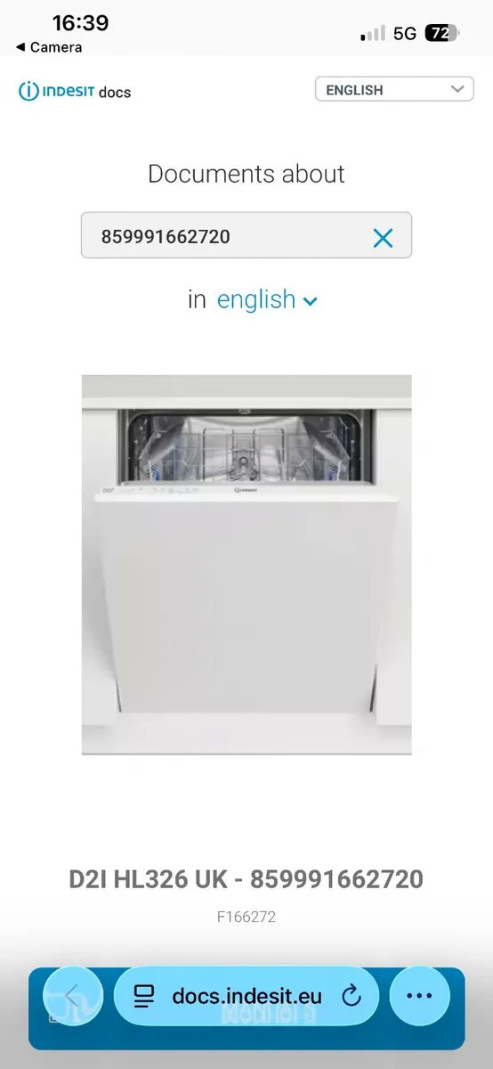 Dishwasher (Indesit built in type) - Image 1