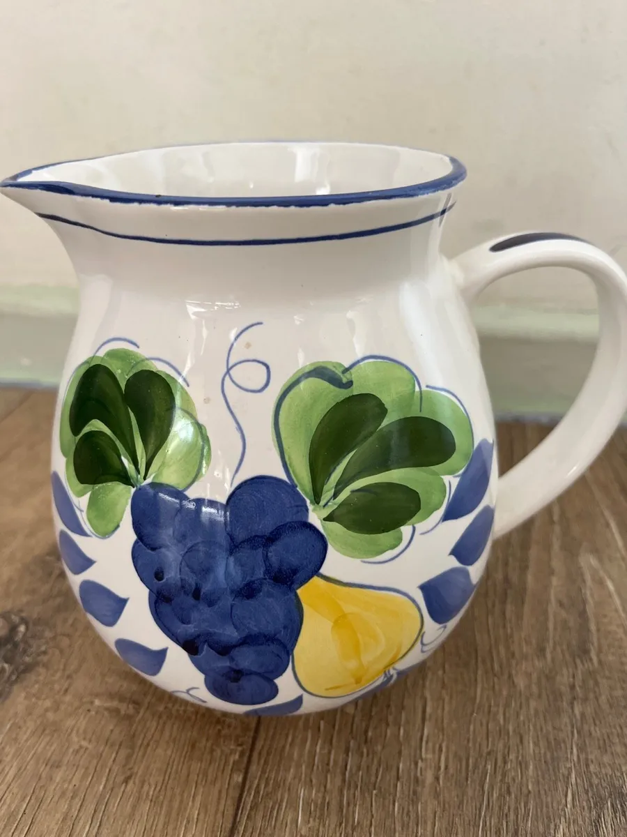 Hand painted ceramic pitcher Portugal pears&grapes - Image 3