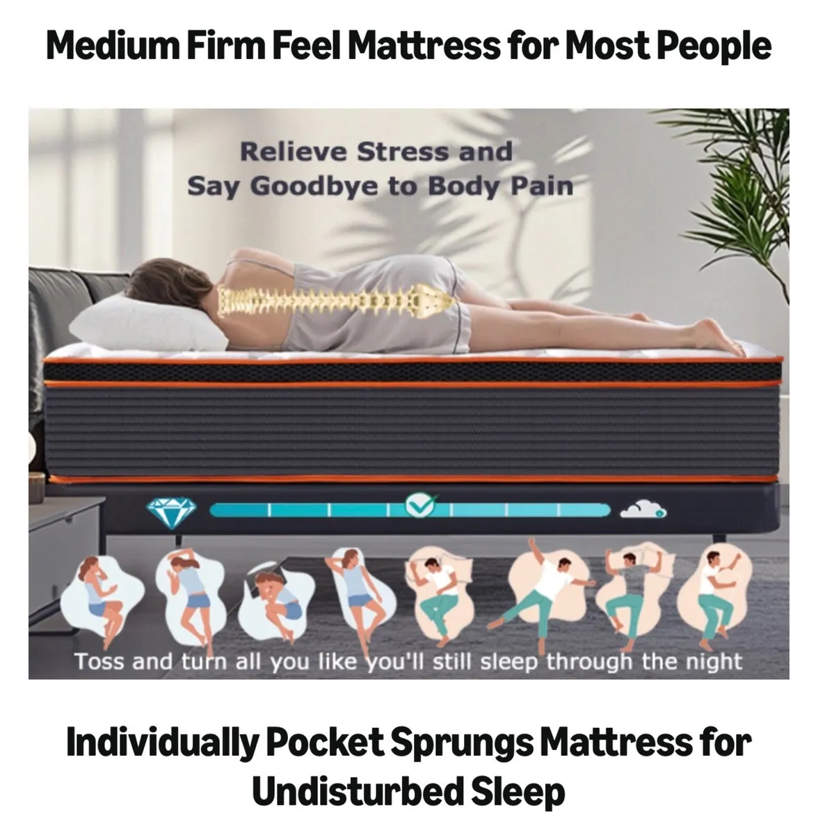 5FT King Size Mattress 9.1 Inch, Hybrid Gel Memory - Image 2