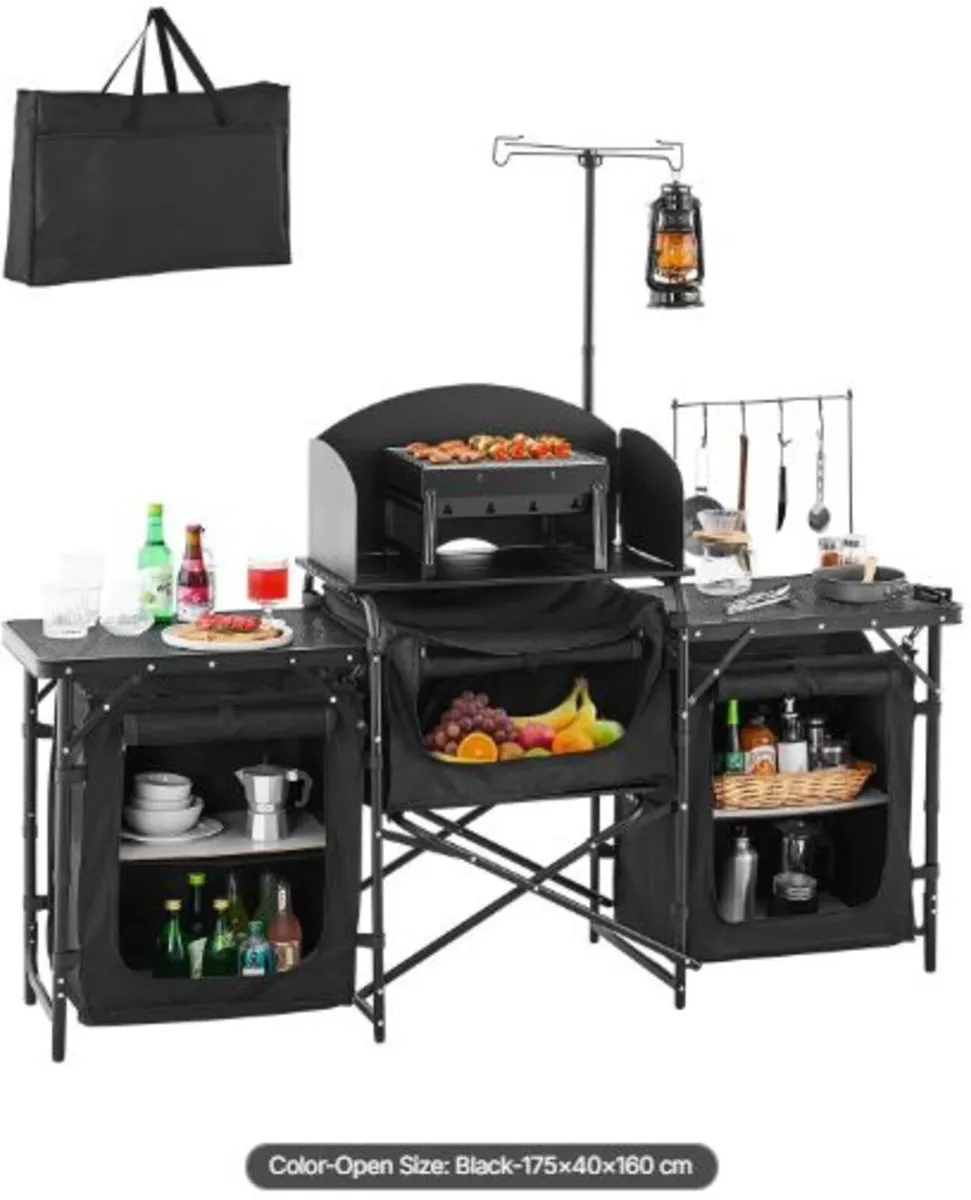 Camping Kitchen Table, Outdoor Camp Cooking Table, - Image 1